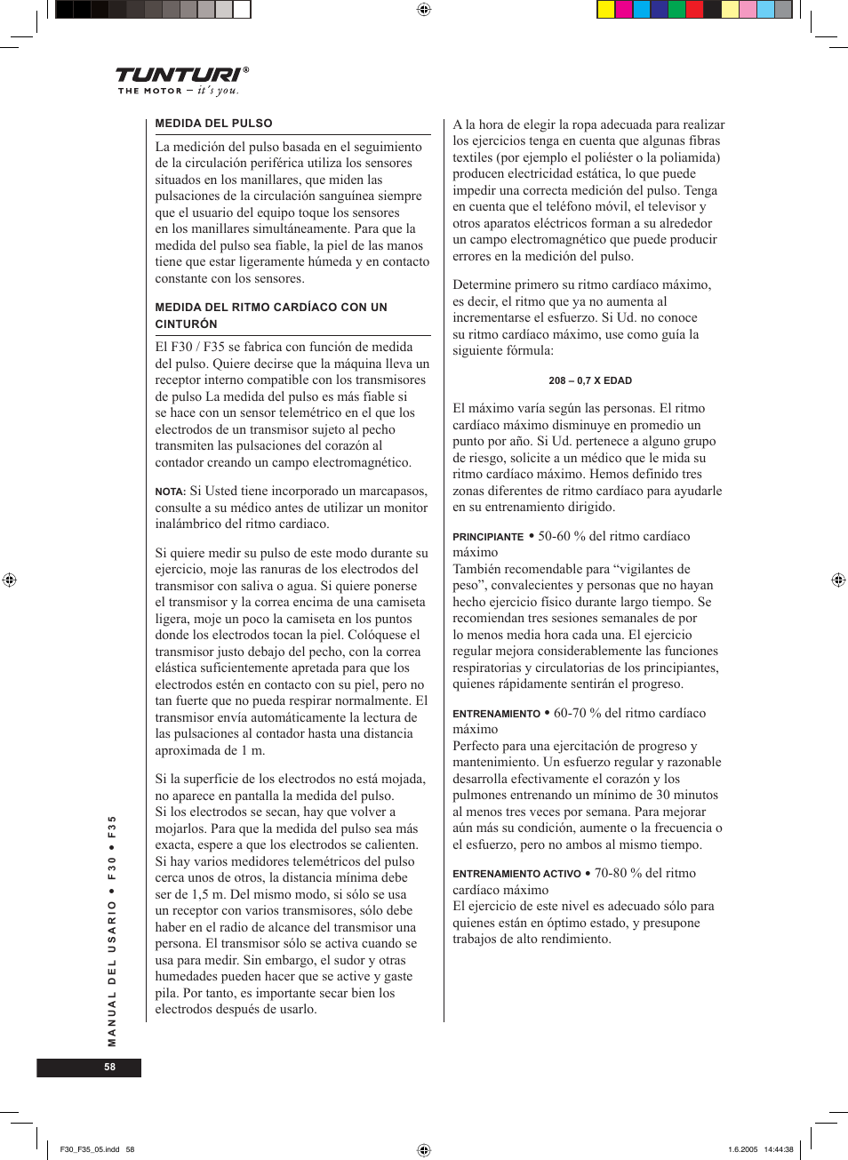 Tunturi F35 User Manual | Page 58 / 86