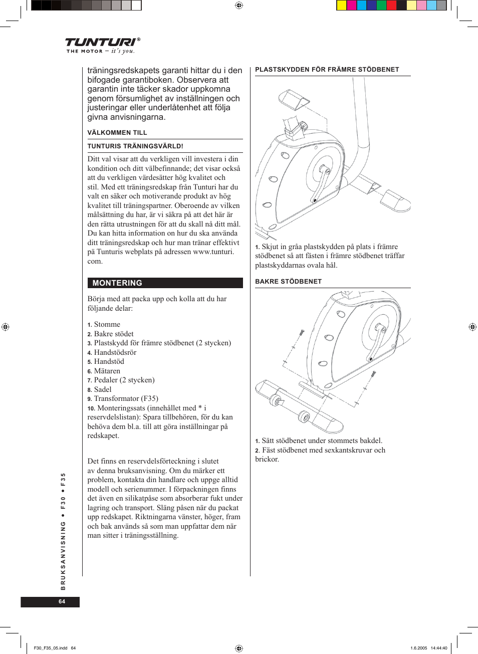 Tunturi F35 User Manual | Page 64 / 86