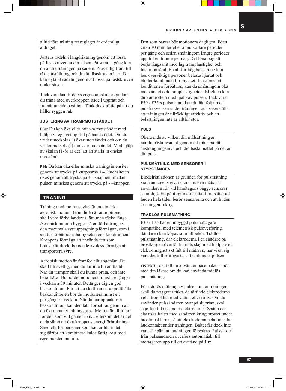 Tunturi F35 User Manual | Page 67 / 86