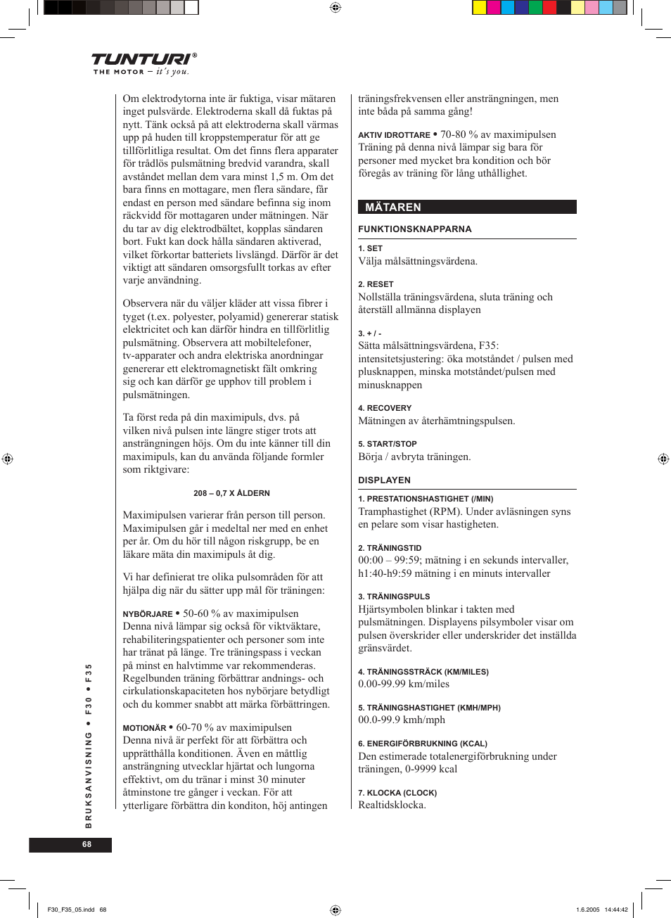 Tunturi F35 User Manual | Page 68 / 86