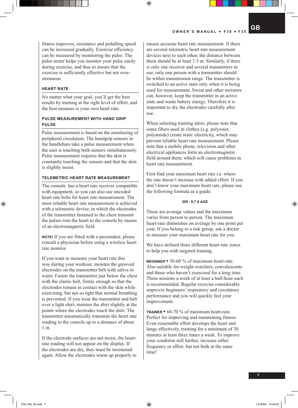 Tunturi F35 User Manual | Page 7 / 86