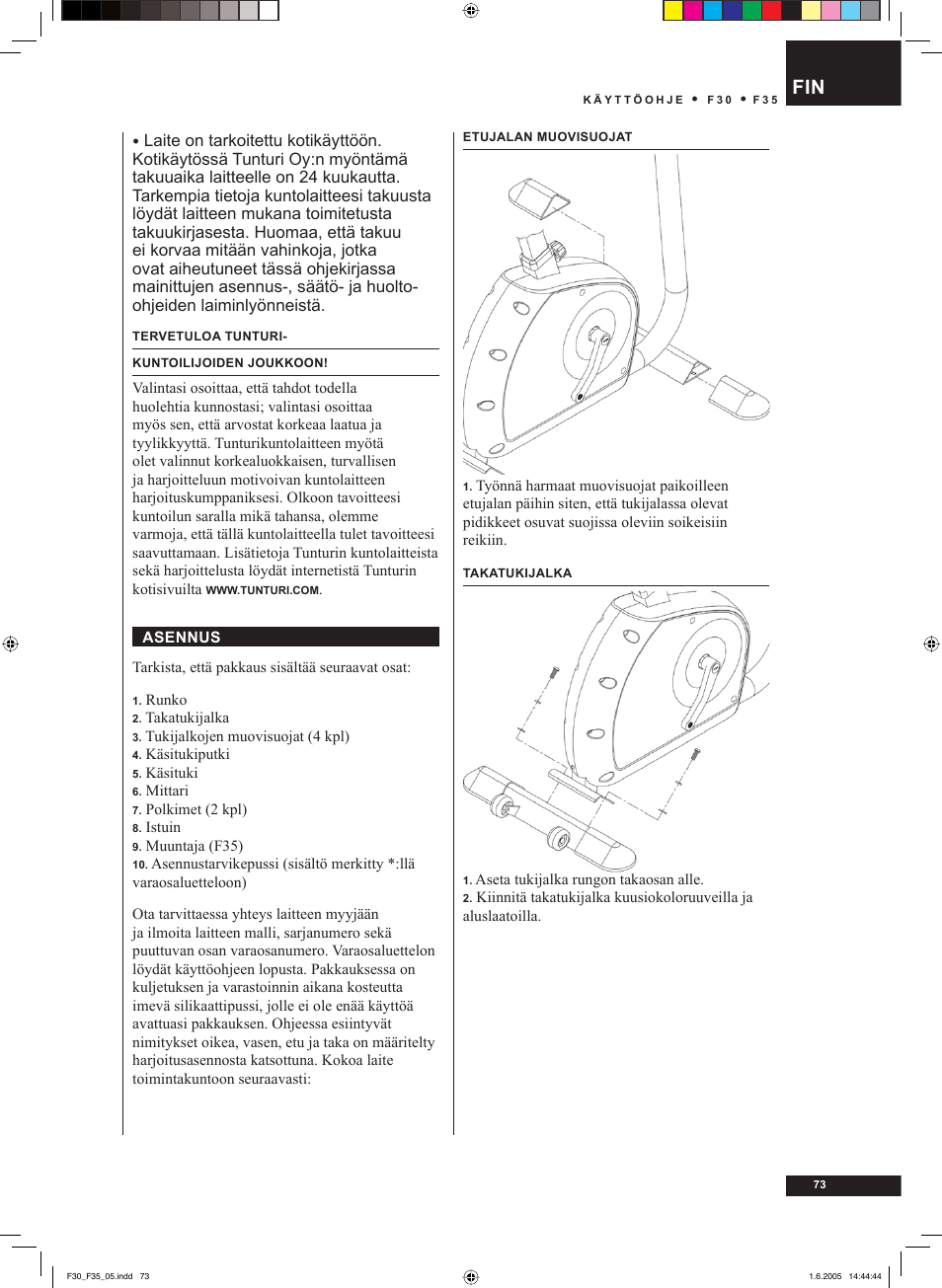 Tunturi F35 User Manual | Page 73 / 86