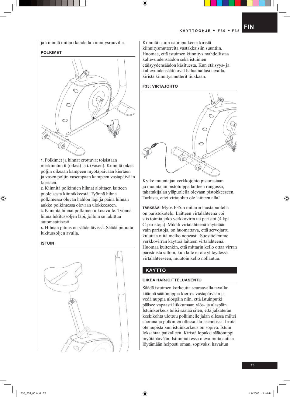 Tunturi F35 User Manual | Page 75 / 86