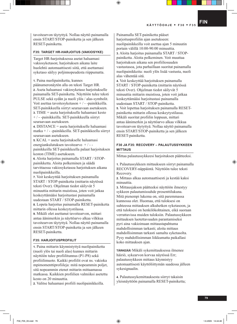 Tunturi F35 User Manual | Page 79 / 86