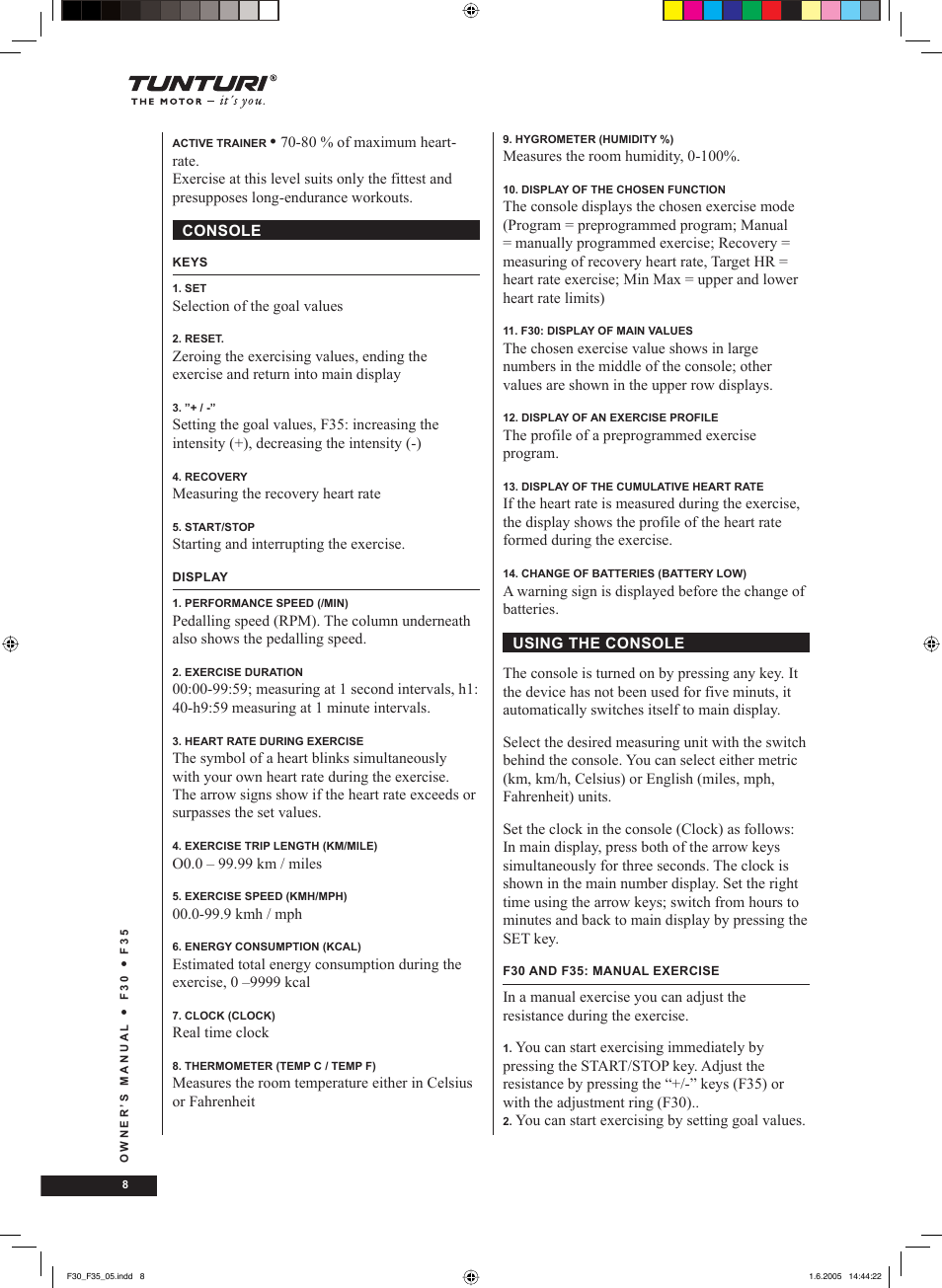 Tunturi F35 User Manual | Page 8 / 86