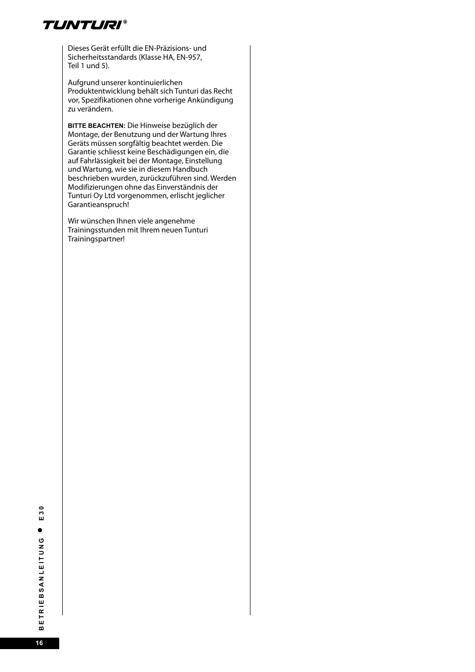 Tunturi E30L User Manual | Page 16 / 72