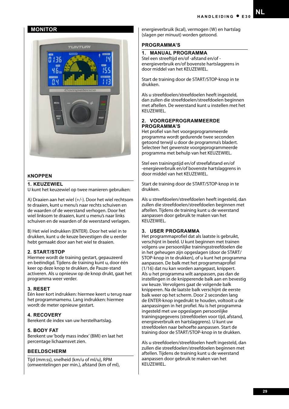 Tunturi E30L User Manual | Page 29 / 72