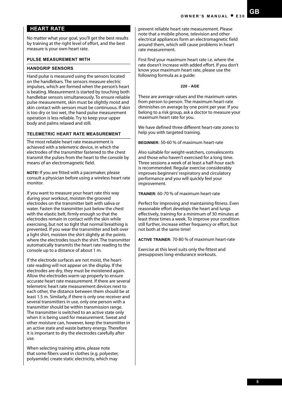 Tunturi E30L User Manual | Page 5 / 72