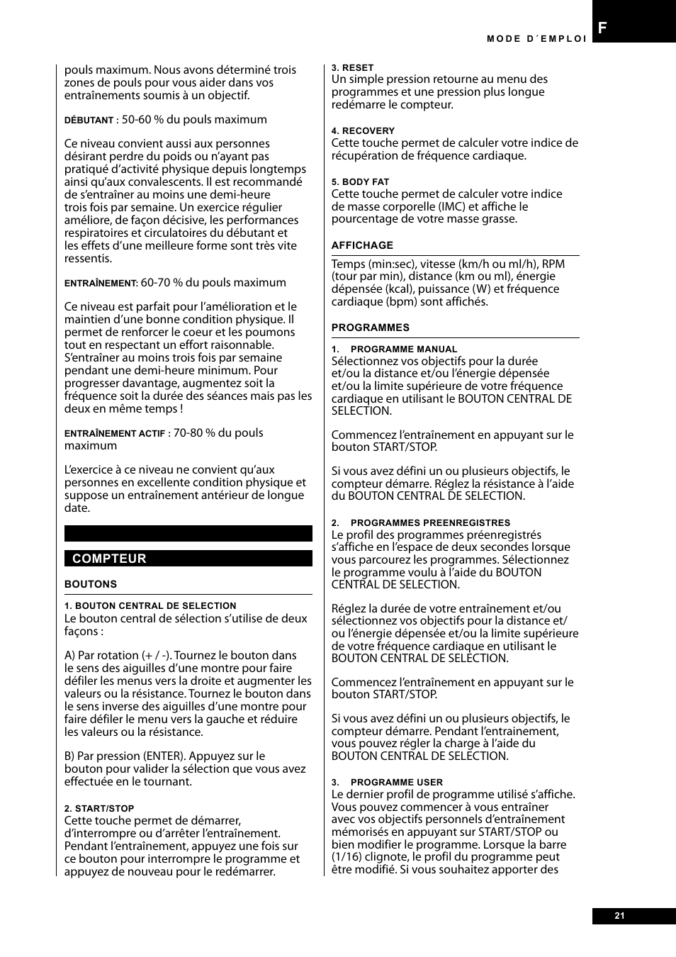 Tunturi E30R User Manual | Page 21 / 72