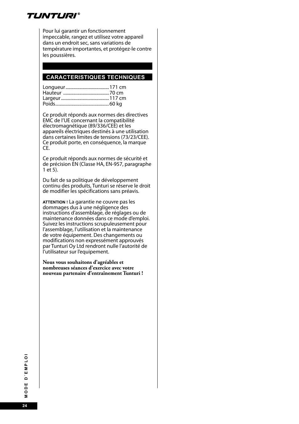 Tunturi E30R User Manual | Page 24 / 72
