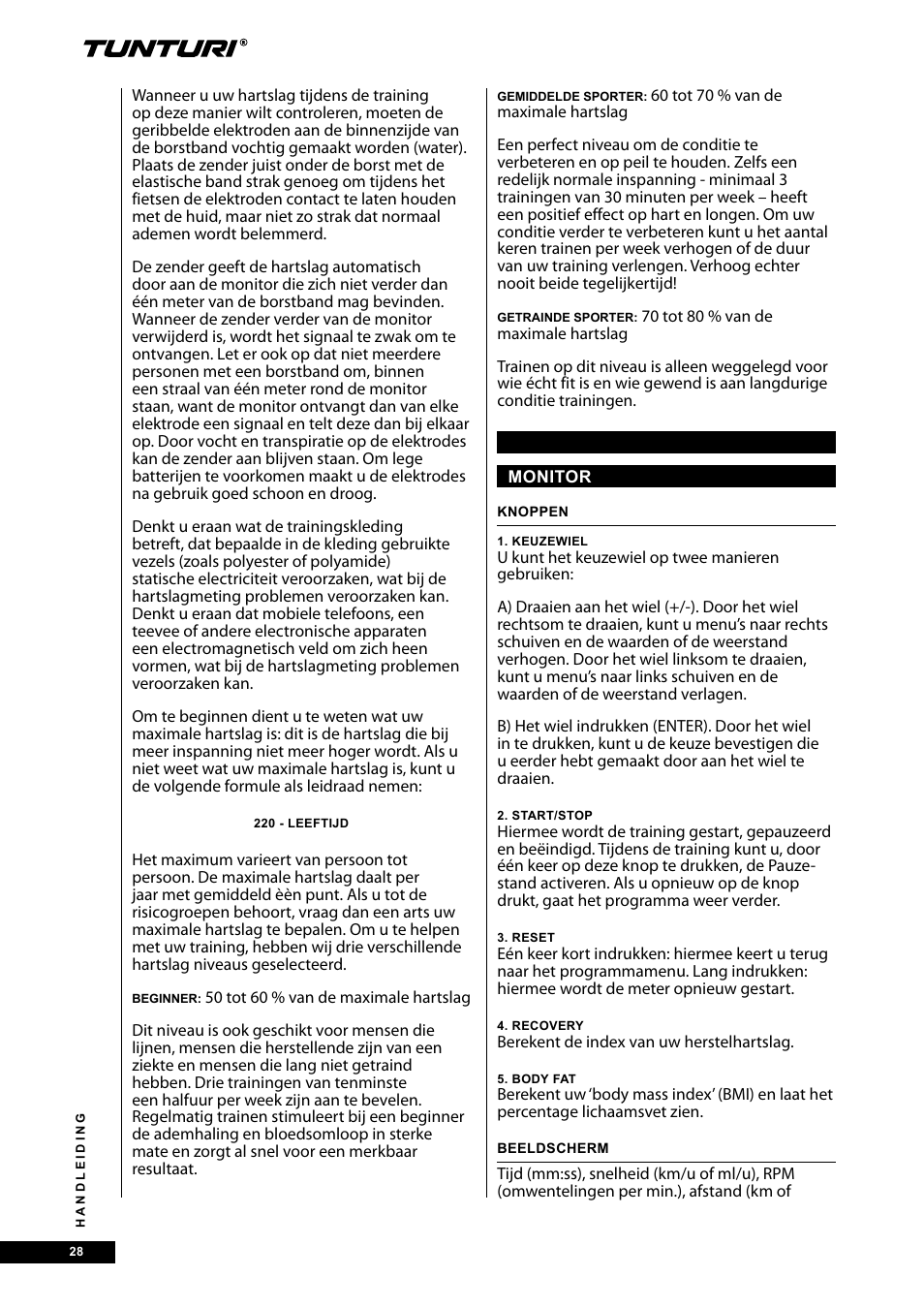 Tunturi E30R User Manual | Page 28 / 72
