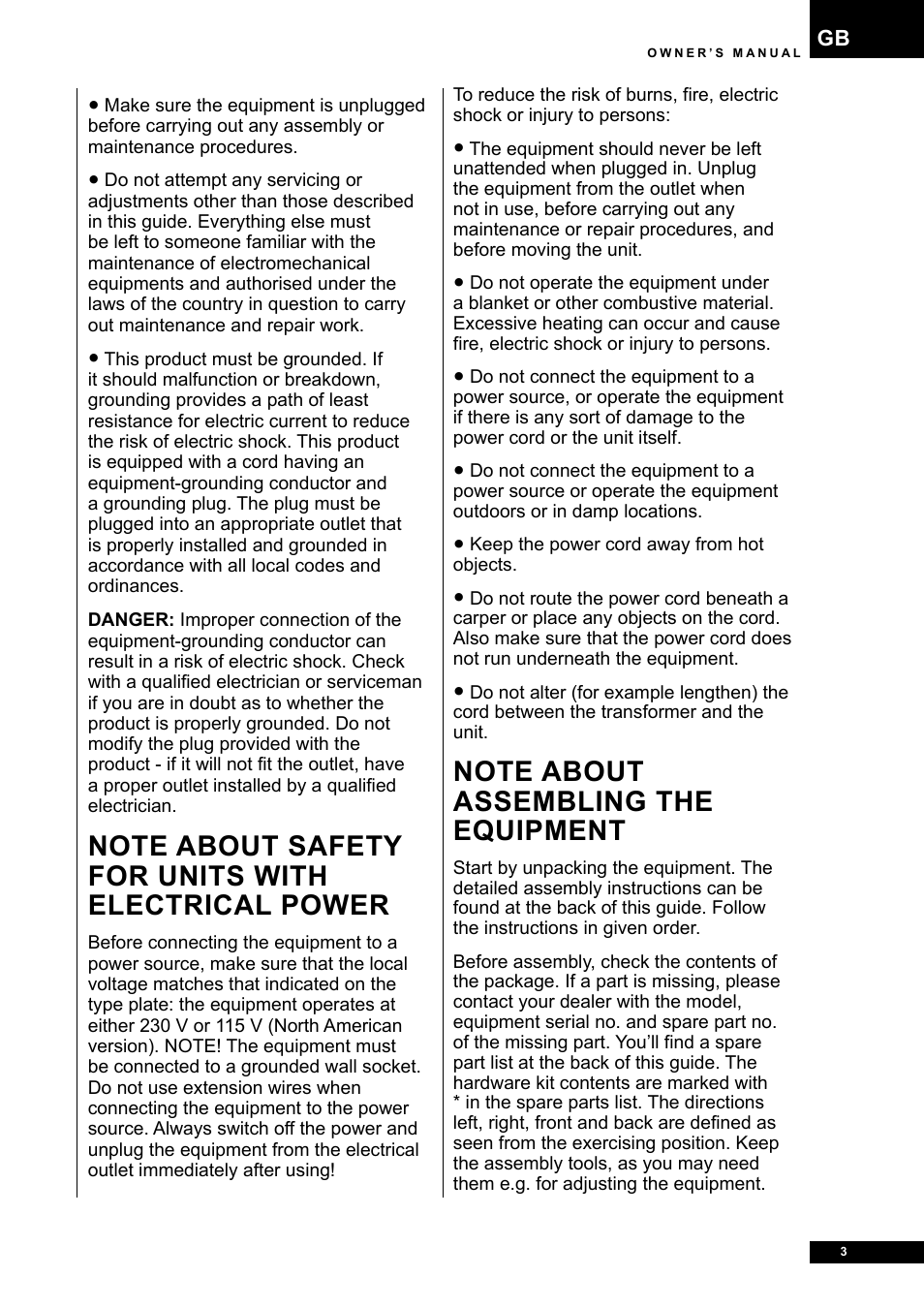 Tunturi E30R User Manual | Page 3 / 72