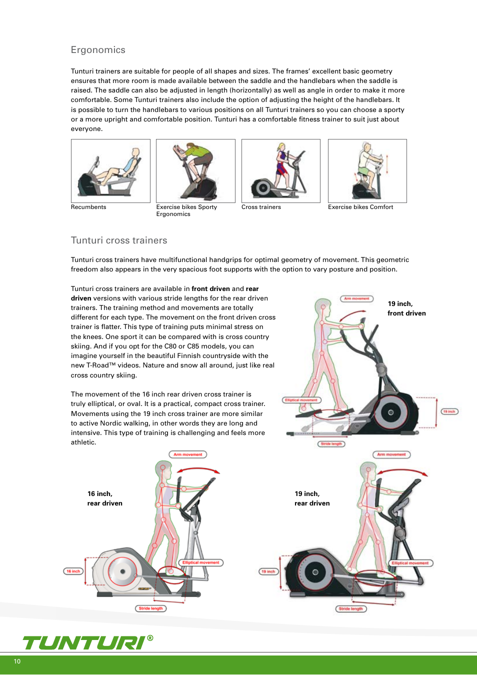 Tunturi cross trainers ergonomics | Tunturi C85 User Manual | Page 10 / 56