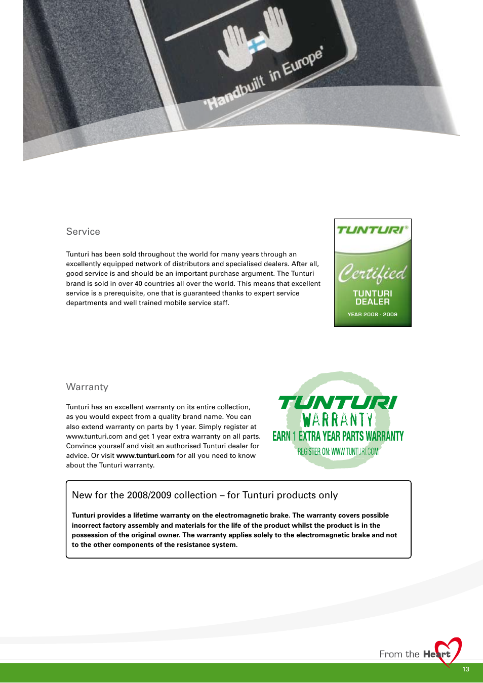 Service, Warranty, Tunturi dealer | Tunturi C85 User Manual | Page 13 / 56