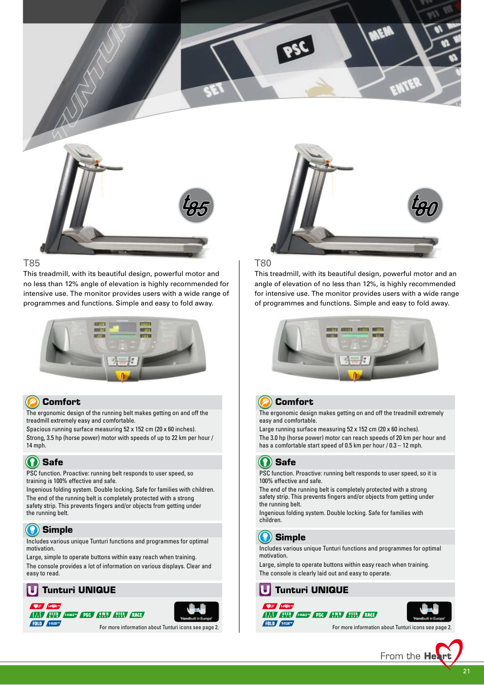 Comfort, Safe, Simple | Tunturi unique | Tunturi C85 User Manual | Page 21 / 56