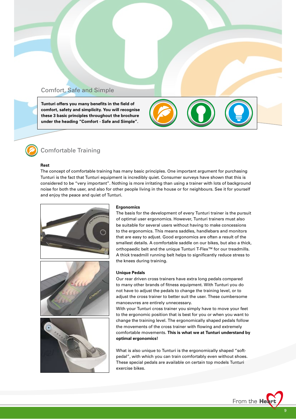 Comfortable training, Comfort, safe and simple | Tunturi C85 User Manual | Page 9 / 56