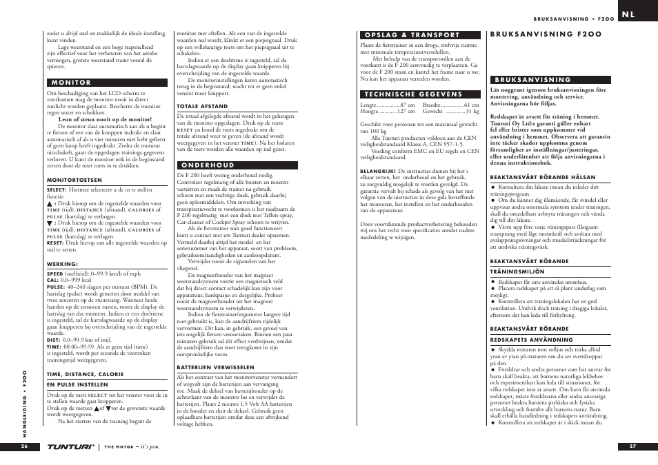 Tunturi F2OO User Manual | Page 14 / 20