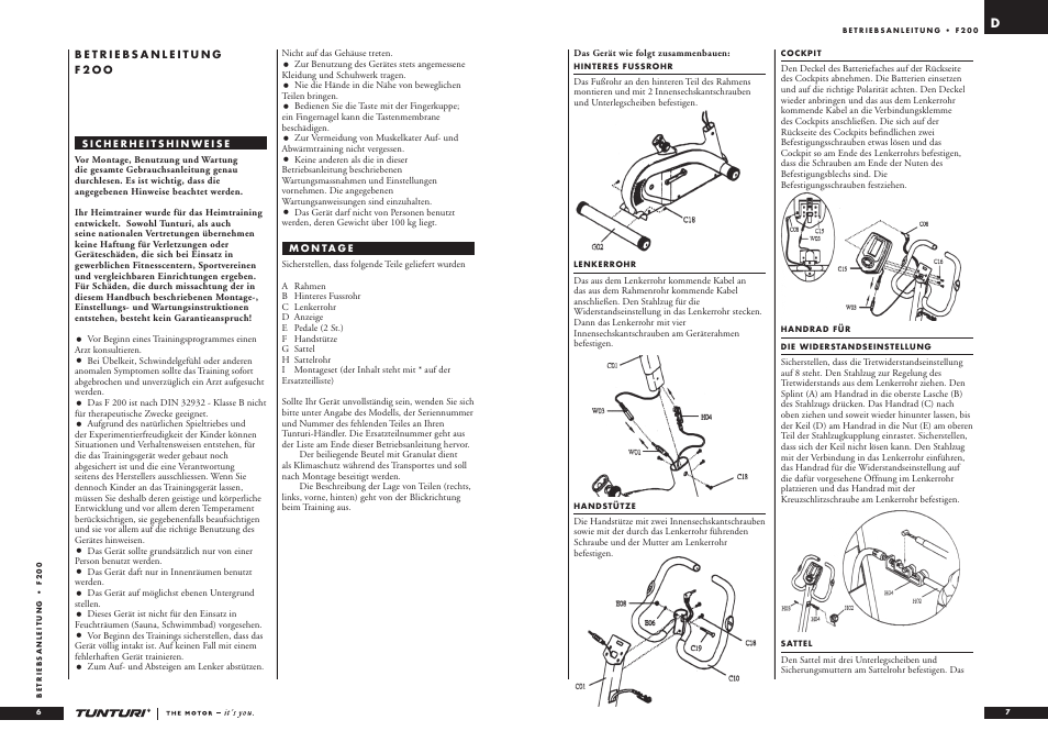 Tunturi F2OO User Manual | Page 4 / 20