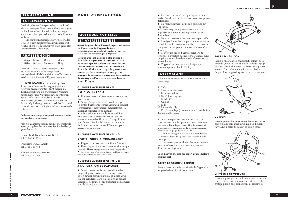 Tunturi F2OO User Manual | Page 6 / 20