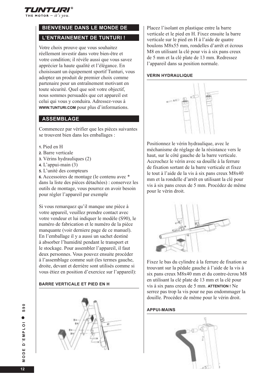 Tunturi S90 User Manual | Page 12 / 40