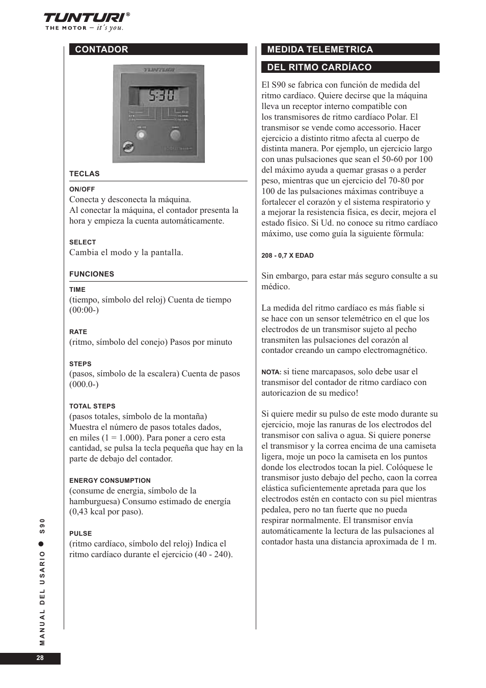 Tunturi S90 User Manual | Page 28 / 40