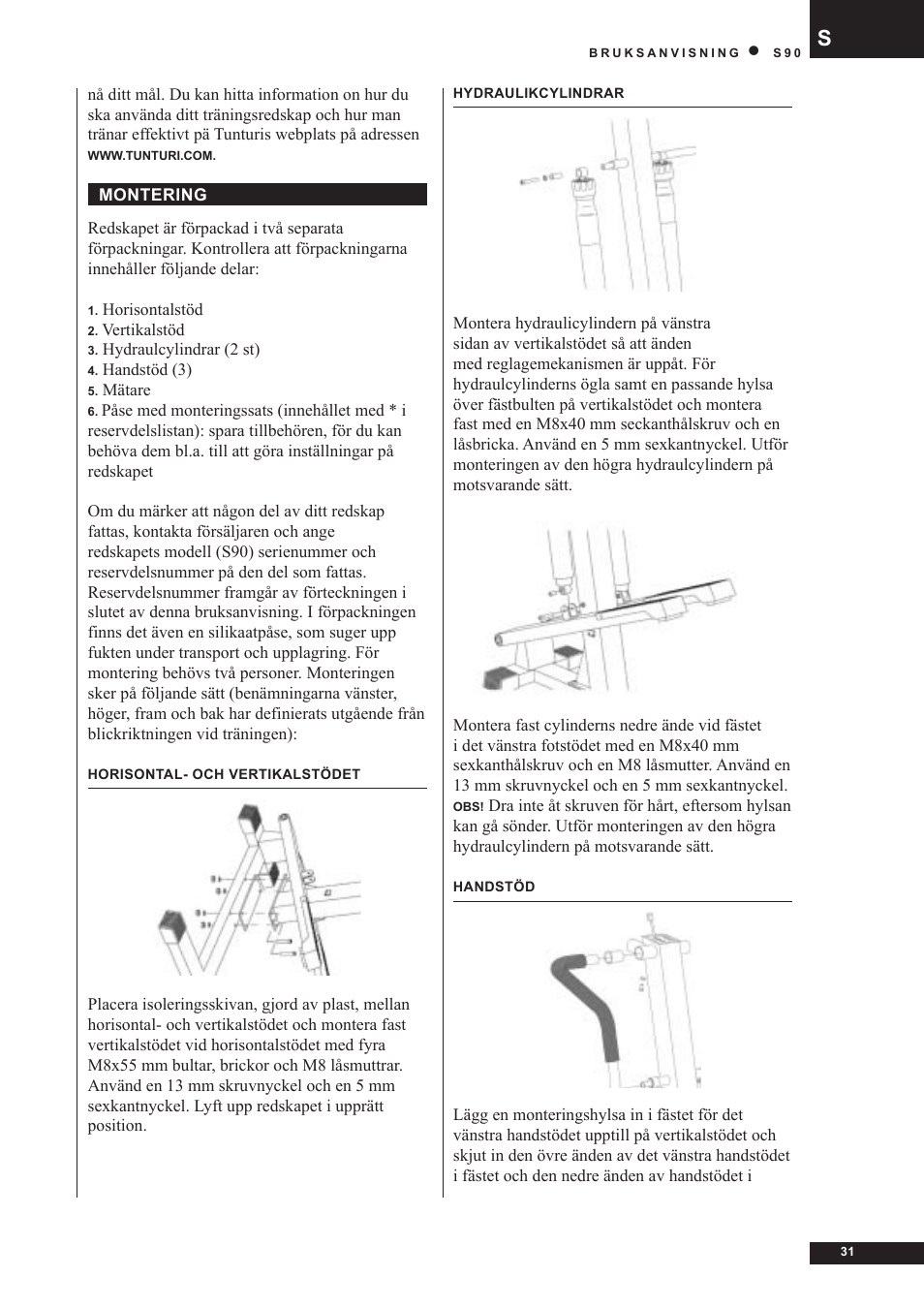 Tunturi S90 User Manual | Page 31 / 40