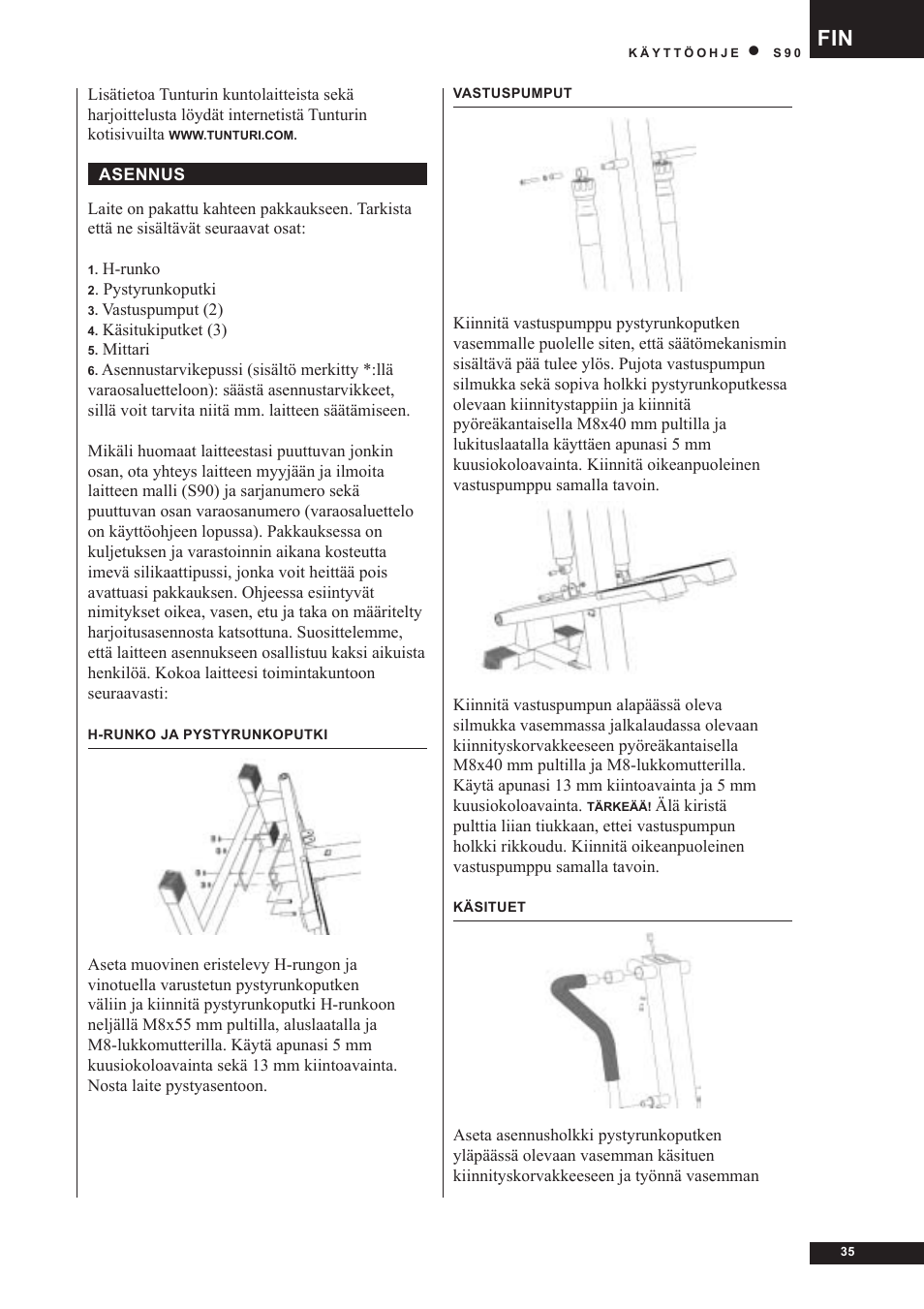 Tunturi S90 User Manual | Page 35 / 40