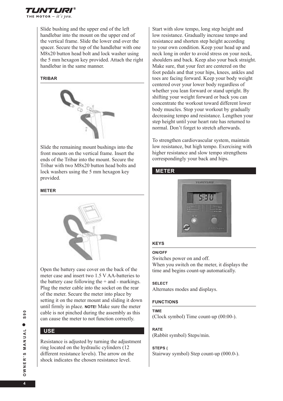 Tunturi S90 User Manual | Page 4 / 40