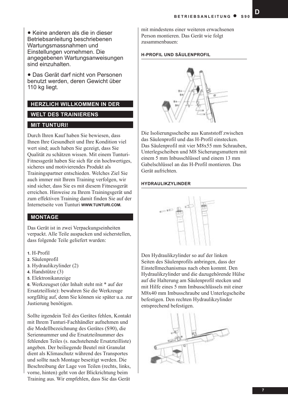 Tunturi S90 User Manual | Page 7 / 40