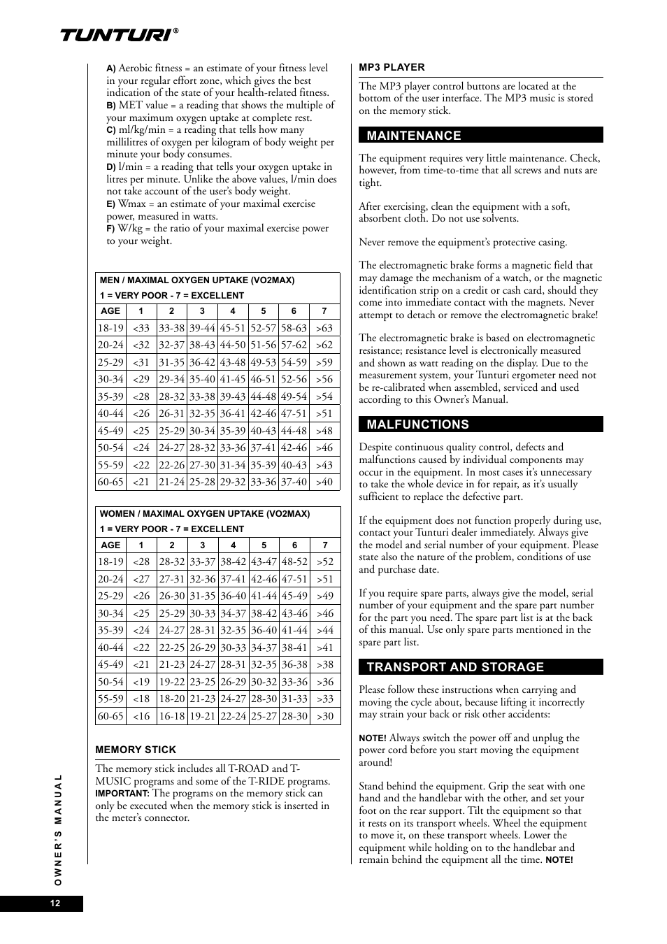 Tunturi E85 User Manual | Page 12 / 104