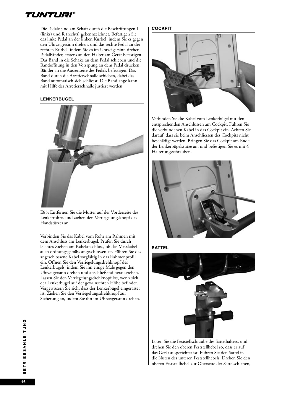 Tunturi E85 User Manual | Page 16 / 104