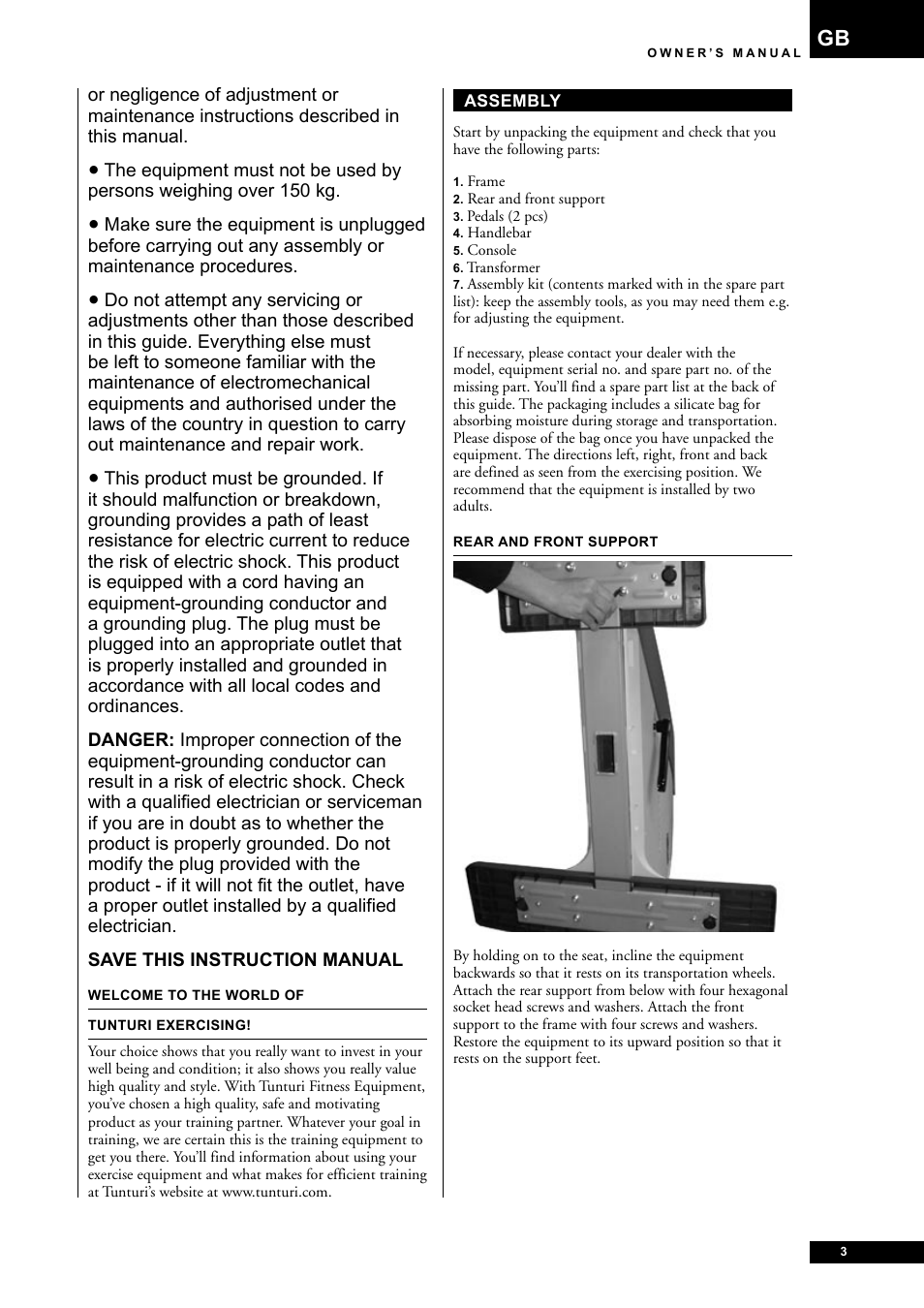 Tunturi E85 User Manual | Page 3 / 104