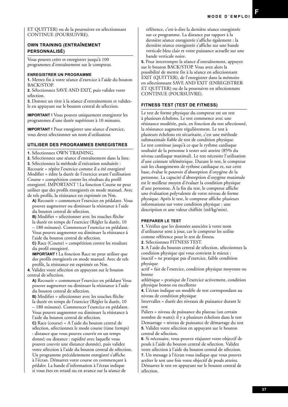 Tunturi E85 User Manual | Page 37 / 104