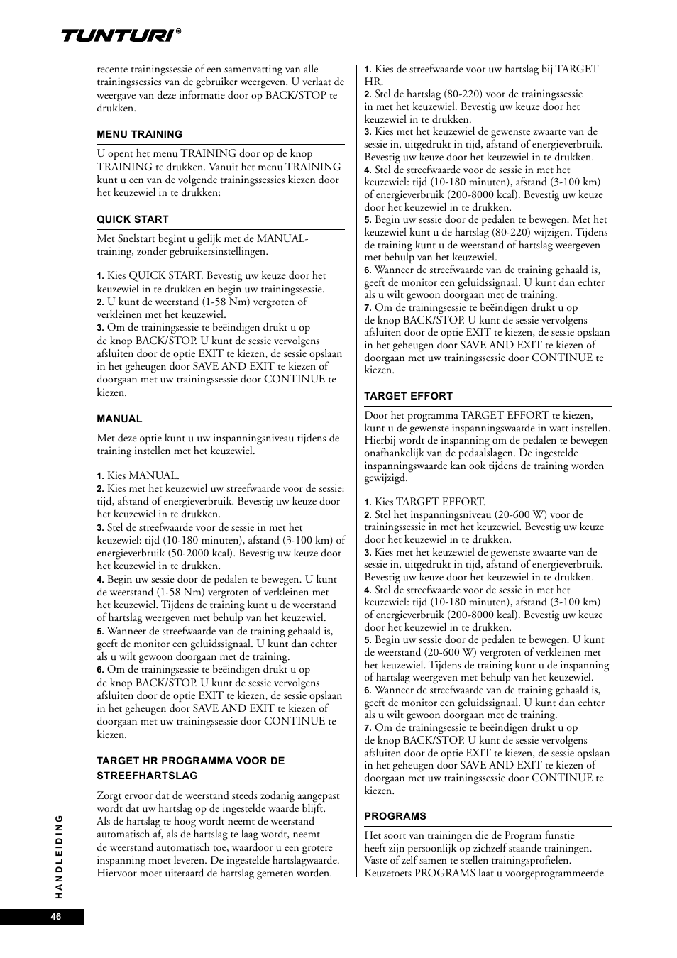 Tunturi E85 User Manual | Page 46 / 104