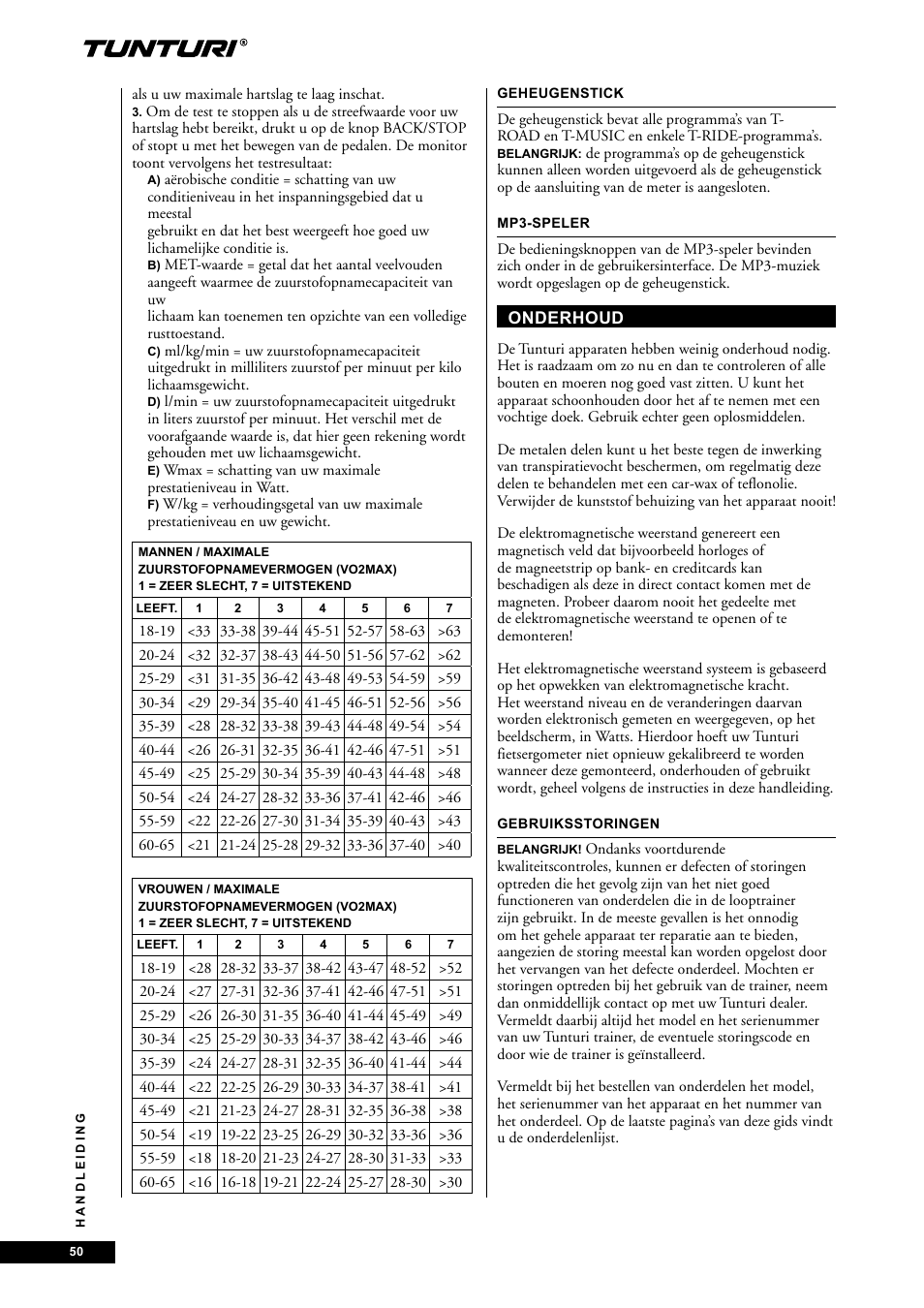 Tunturi E85 User Manual | Page 50 / 104