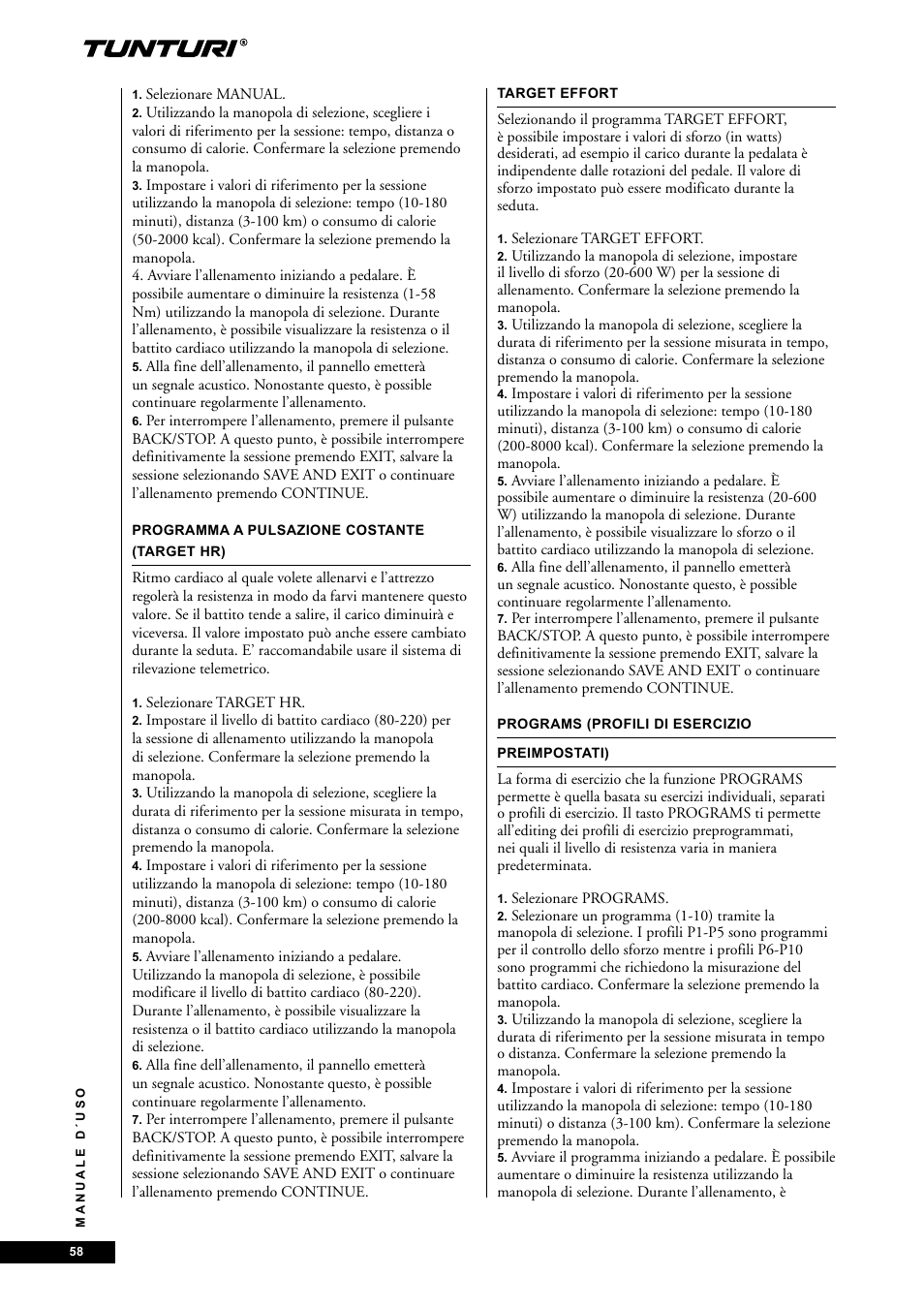 Tunturi E85 User Manual | Page 58 / 104