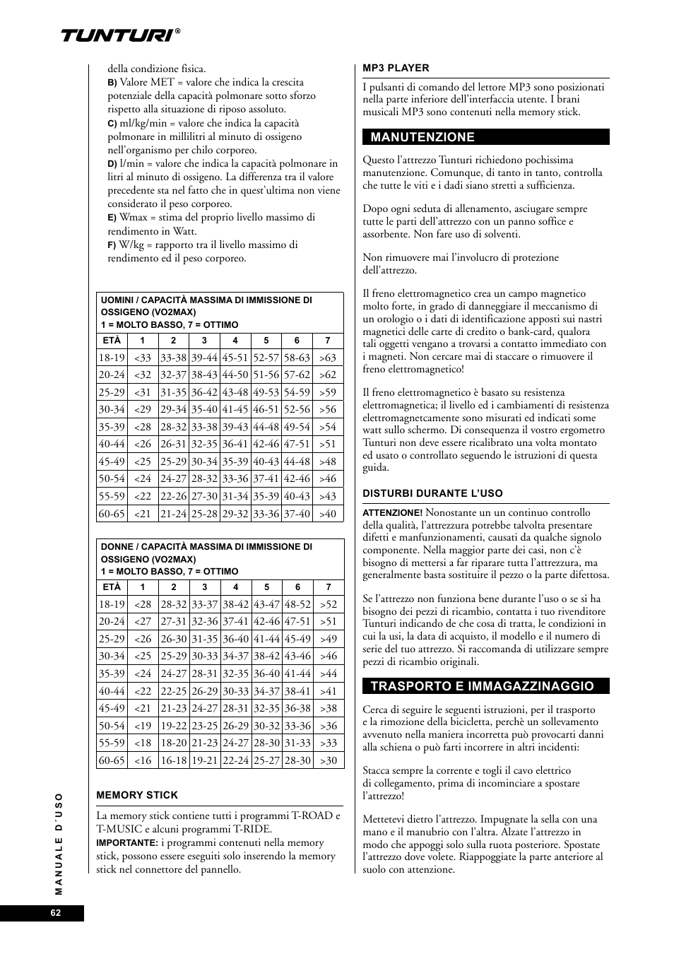 Tunturi E85 User Manual | Page 62 / 104