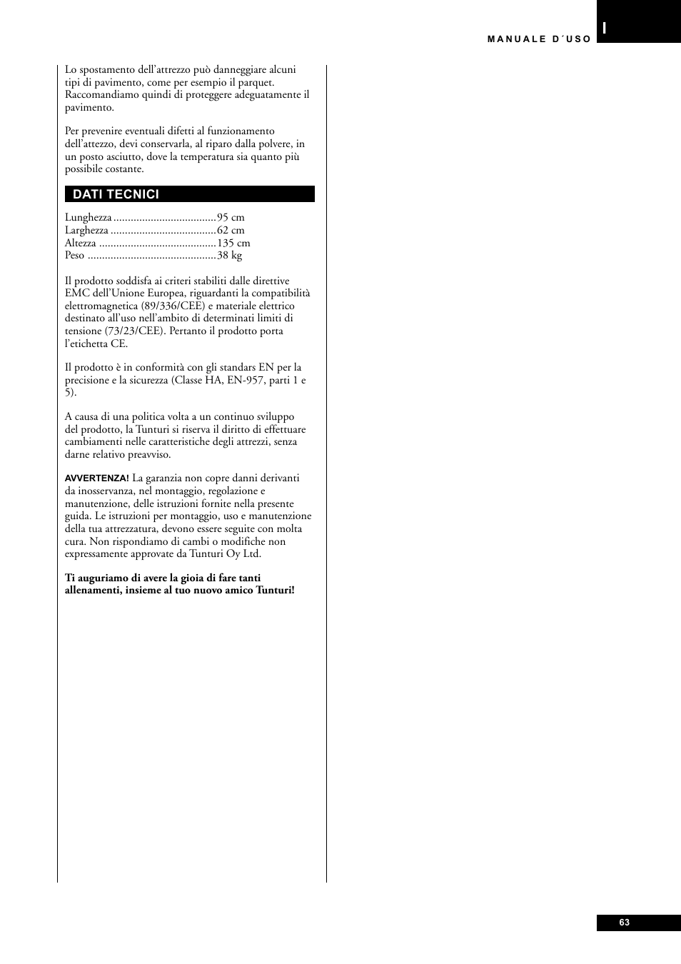 Tunturi E85 User Manual | Page 63 / 104