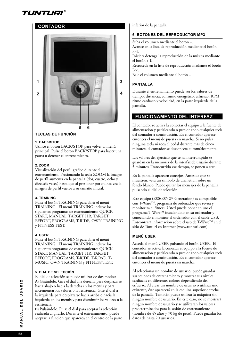 Tunturi E85 User Manual | Page 68 / 104