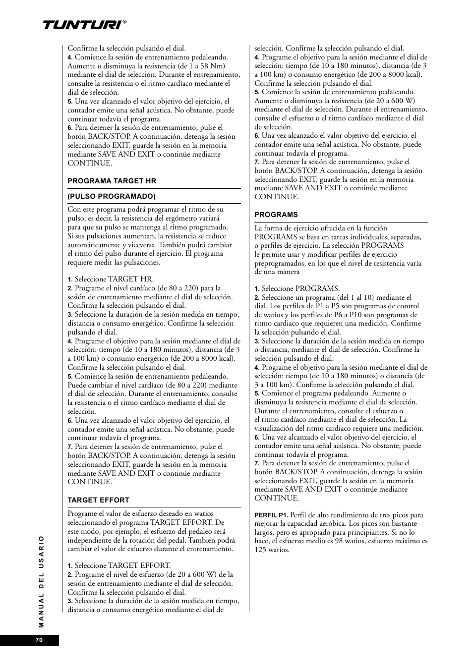 Tunturi E85 User Manual | Page 70 / 104