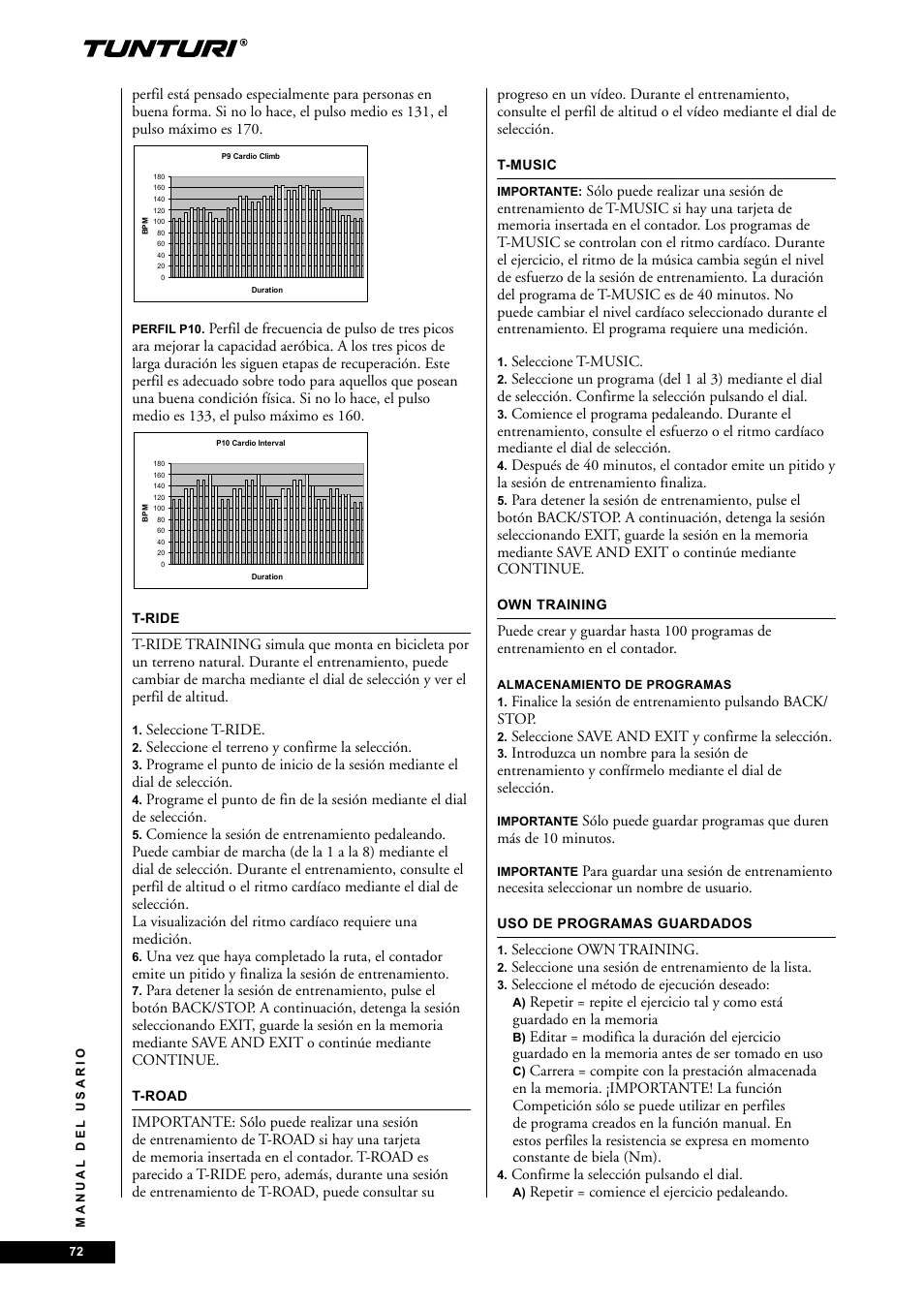 Tunturi E85 User Manual | Page 72 / 104