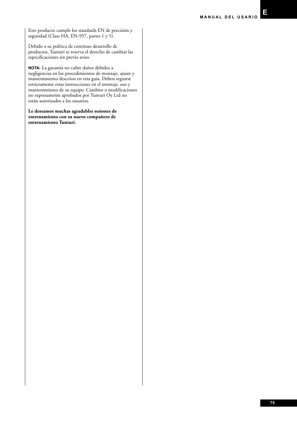 Tunturi E85 User Manual | Page 75 / 104