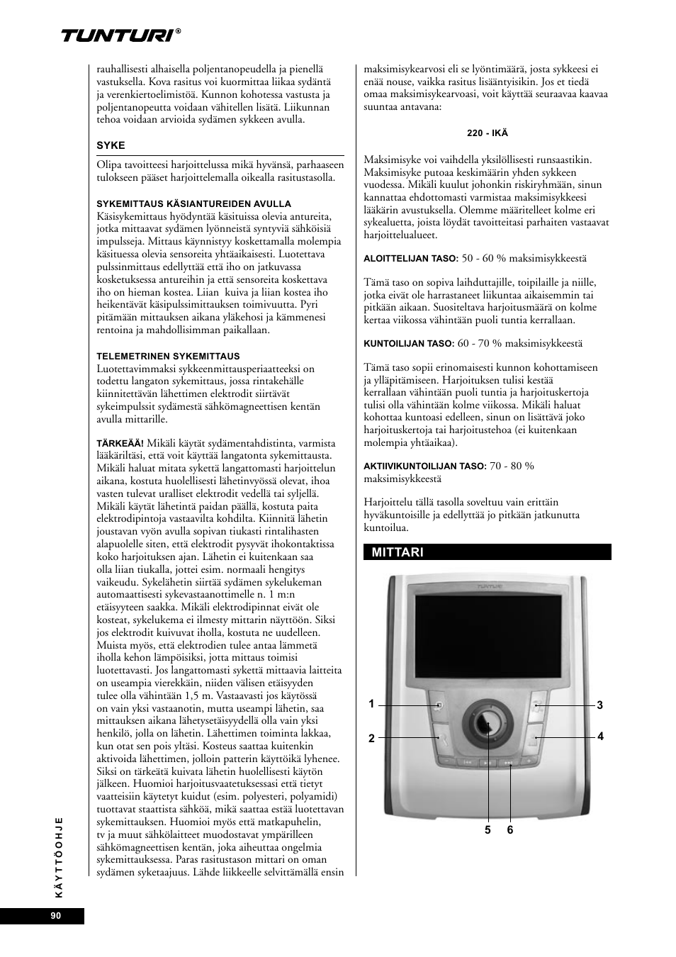 Tunturi E85 User Manual | Page 90 / 104