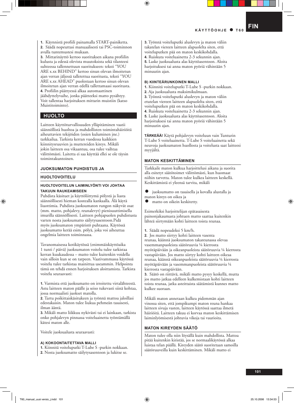 Tunturi T60 User Manual | Page 101 / 108