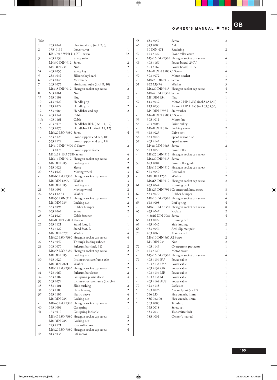 Tunturi T60 User Manual | Page 105 / 108