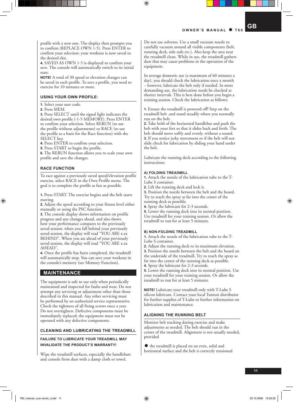 Tunturi T60 User Manual | Page 11 / 108