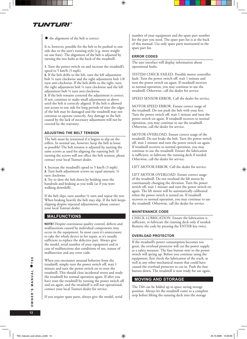 Tunturi T60 User Manual | Page 12 / 108