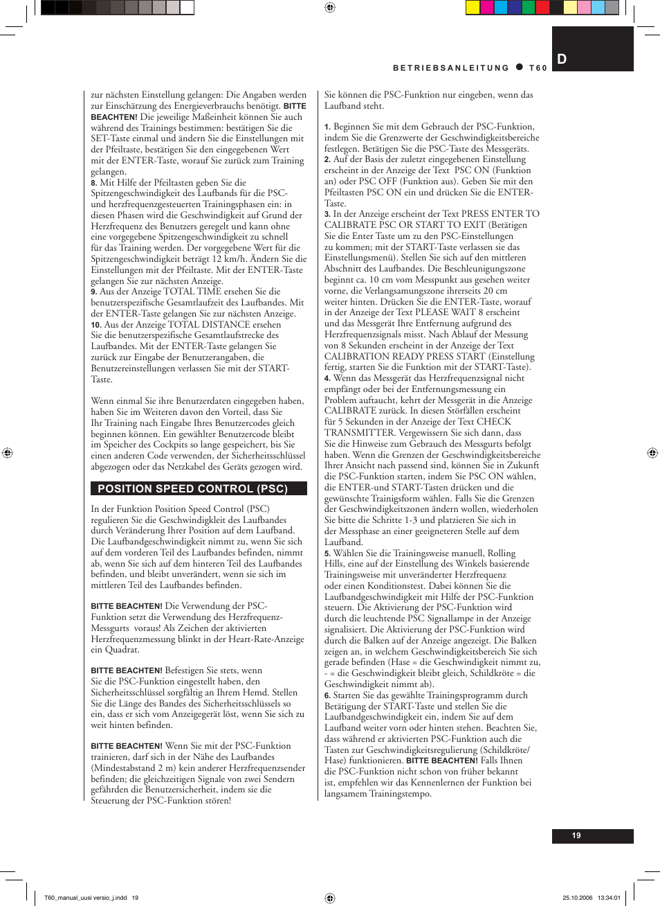 Tunturi T60 User Manual | Page 19 / 108