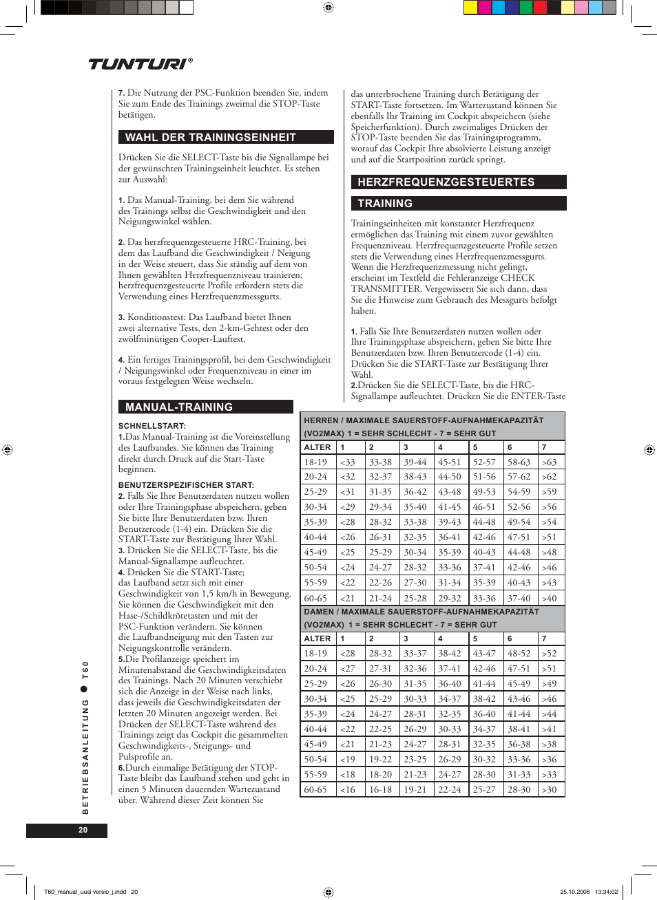 Tunturi T60 User Manual | Page 20 / 108