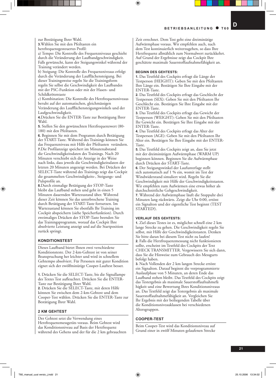 Tunturi T60 User Manual | Page 21 / 108